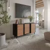Komoda Cama Meble VOLARE 151 x 39 x 75 cm, juoda/riešutas, medžio drožlių plokštė