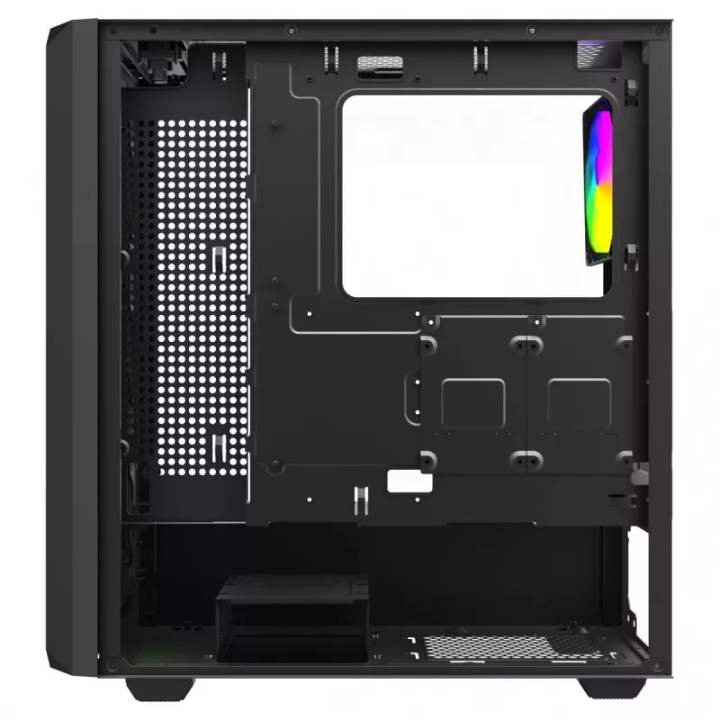 PC korpusas SAVIO Noctis Glass RGB – juodas, ATX/Micro-ATX, 210×410×450 mm, 3×120 mm priekiniai ventiliatoriai