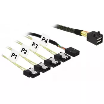 SAS kabelis DeLOCK 85732, Mini SAS HD SFF-8643 – 4× SATA 6 Gb/s, 1 m