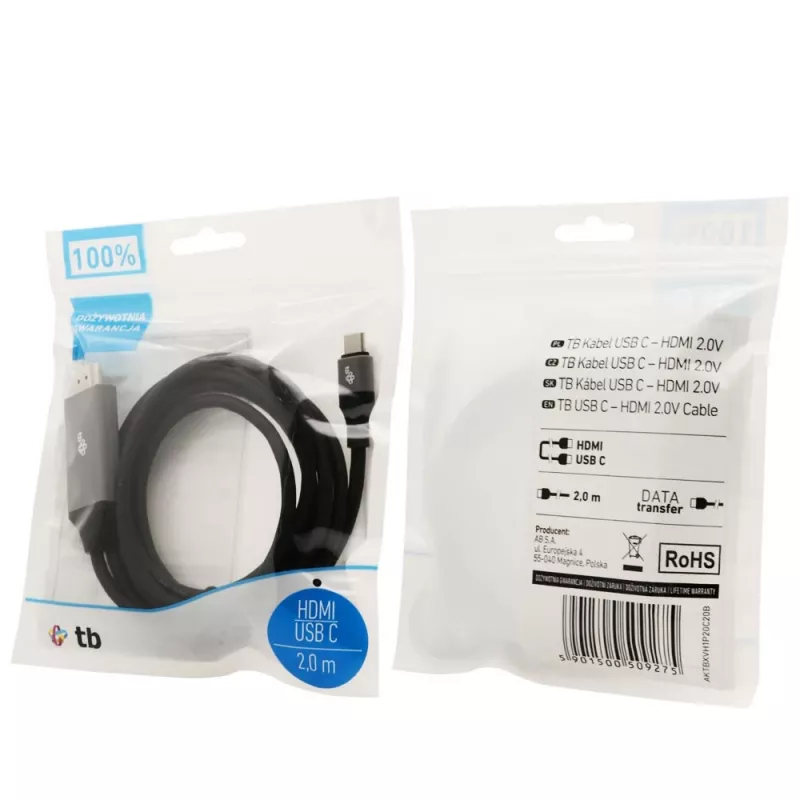 TB laidas HDMI 2.0V - USB 3.1 Type C (AKTBXVH1P20C20B)