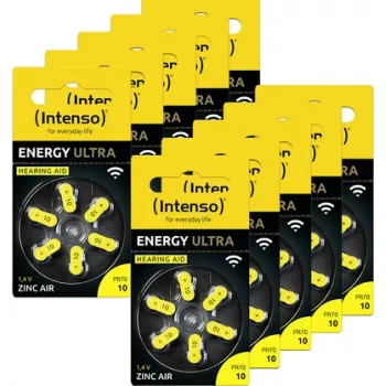 Intenso klausos aparatų baterijos | Cinko-oro A10 60 vnt. pakuotė - baterija (7504416MP)