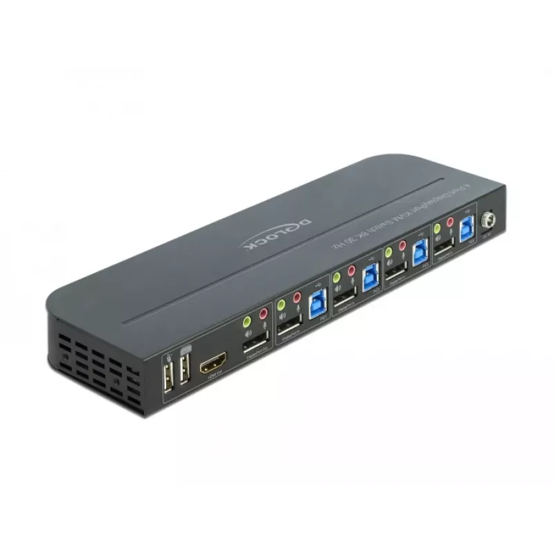 KVM jungiklis DeLOCK 11484 4 kompiuteriams, DisplayPort, HDMI, juodas
