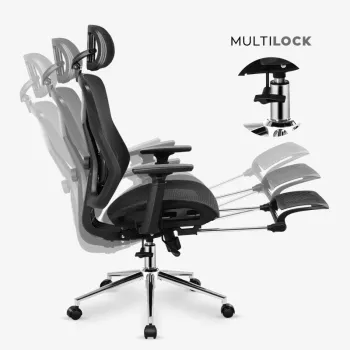 Ergonomiška besisukanti kėdė mark adler MA-EXPERT 5.7 – tinklinis biuro krėslas su reguliuojamu aukščiu, galvos atrama, porankiais, pakojine, juoda
