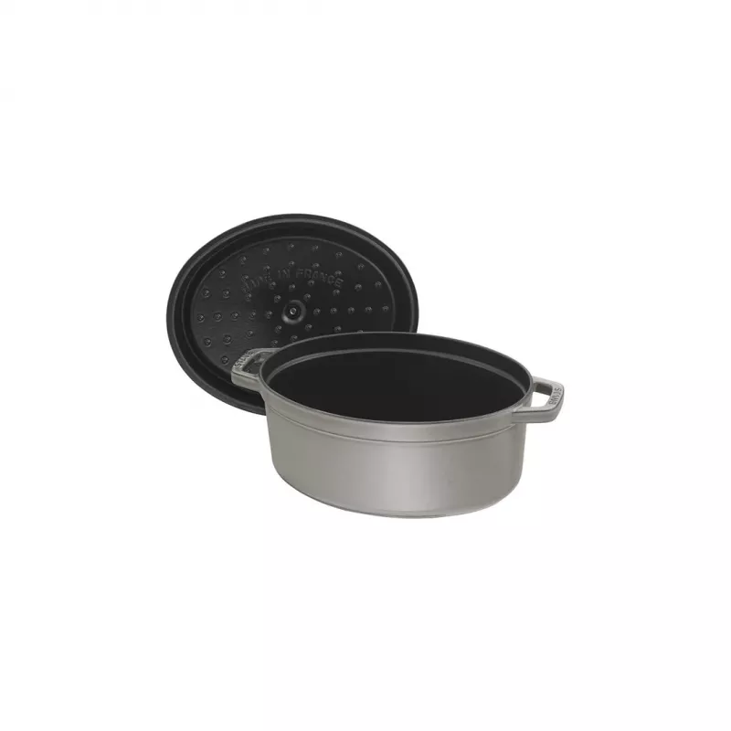 Ketaus ovali kokotinė Staub 29 cm, grafito pilka
