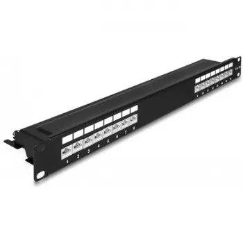 DeLOCK 66876 skydinė plokštė 1U Cat6a juoda metalinė