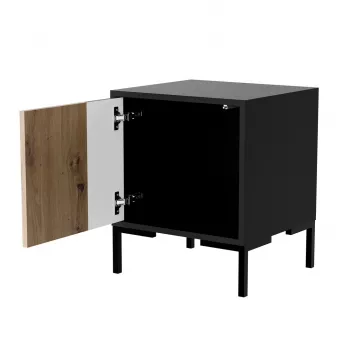 Naktinis staliukas Cama Meble MERCI 44x40x52,5 cm, juodas ir ąžuolo, MDF/medžio drožlių plokštė, 2 vnt.