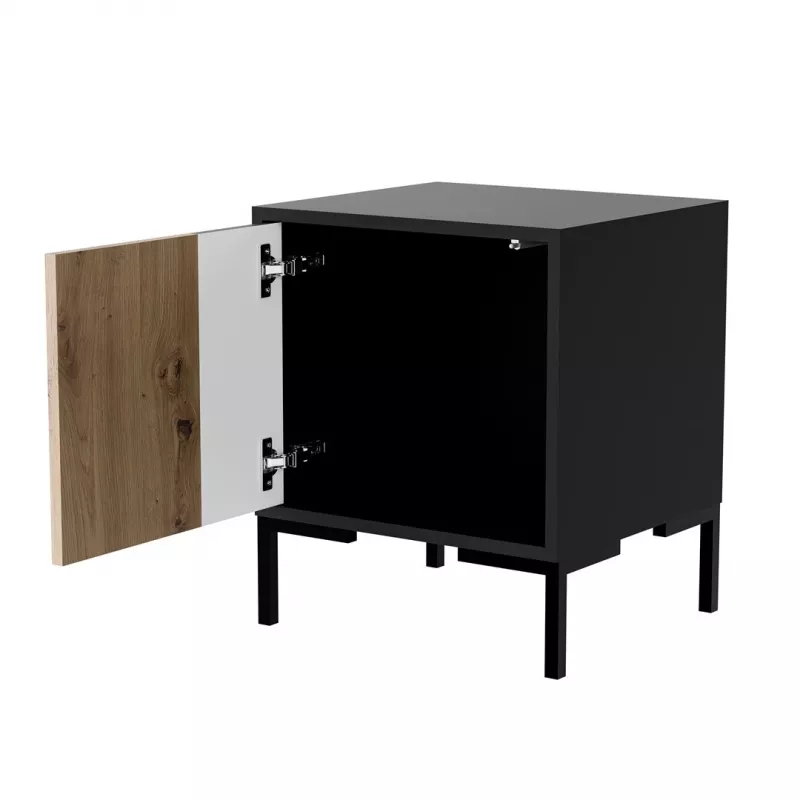 Naktinis staliukas Cama Meble MERCI 44x40x52,5 cm, juodas ir ąžuolo, MDF/medžio drožlių plokštė, 2 vnt.