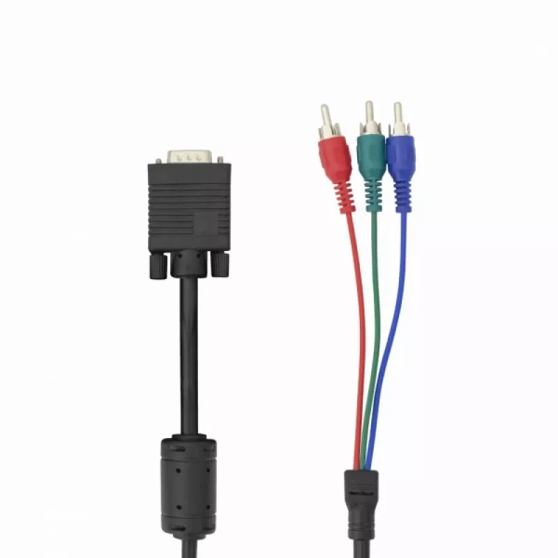 VGA į 3×RCA kabelis SBOX VGA-1022 M/M 2 m, vyriškas VGA prie trijų RCA kompozitinių jungčių