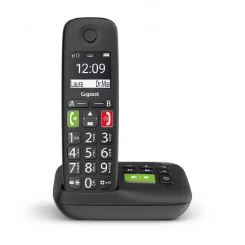 Gigaset E290A Analoginis/DECT telefonas su skambučio numerio atpažinimu, juodas
