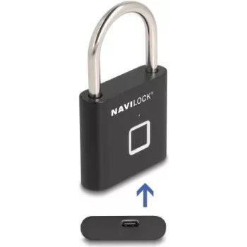 Biometrinė spynelė Navilock 20965 pirštų atspaudų skaitytuvu 75×45 mm juoda