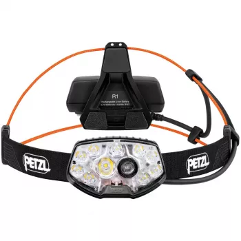 Priekinė LED galvos lemputė Petzl NAO RL juoda oranžinė 1500 lm USB-C