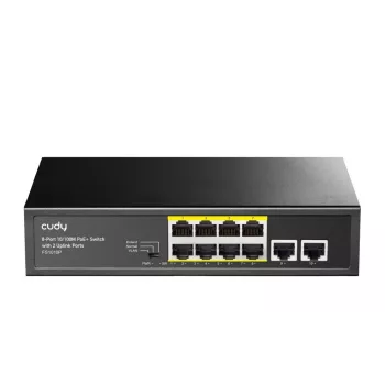 Cudy FS1010P tinklo jungiklis Fast Ethernet (10/100) Power over Ethernet (PoE) Juodas