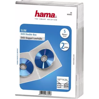 Hama Double DVD Jewel Case, Slim 5, permatomas, 2 diskai