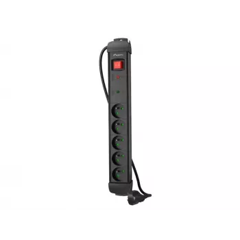 Ilgintuvas LANBERG SP1 1,5 m — 5x PL lizdai, juodas
