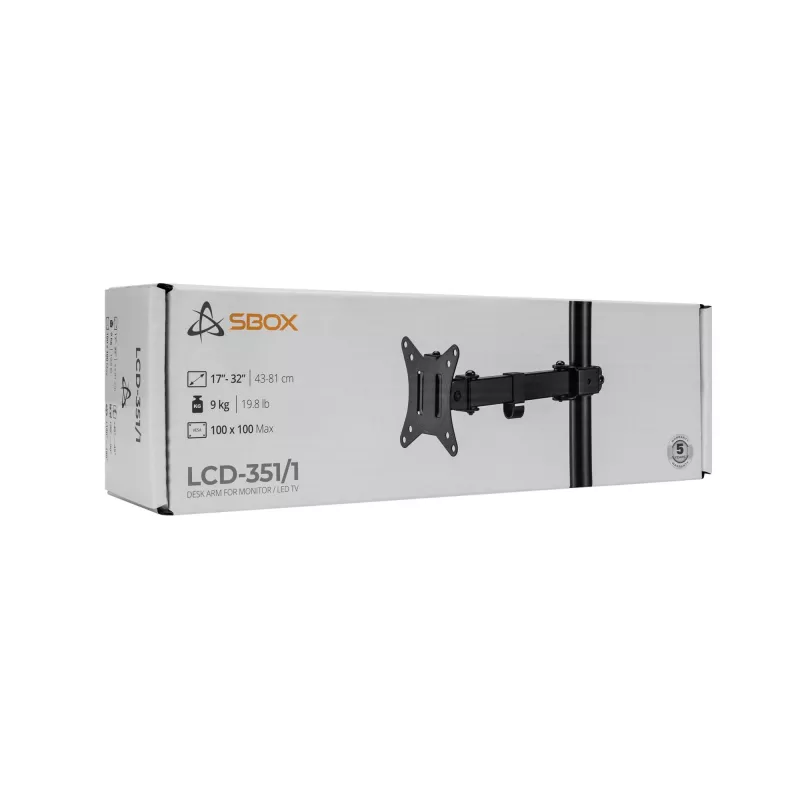 SBOX LCD laikiklis LCD-351/1-2 17–32 colių ekranams, max apkrova 9 kg, VESA 100x100