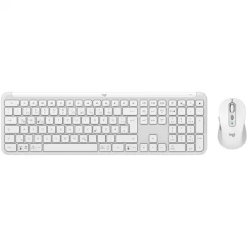 Logitech MK950 Signature Slim klaviatūros ir pelės rinkinys, belaidis RF + Bluetooth, QWERTZ vokiškas, grafito/baltos spalvos