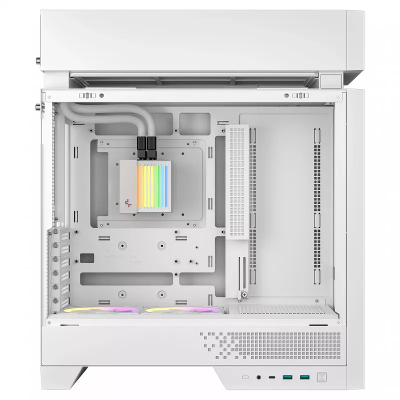 Korpusas staliniam kompiuteriui DeepCool CL6600 WH — baltas, ATX/PS2/SFX/SFX-L maitinimo šaltiniams, 140 mm priekyje, 120/140 mm viršuje/gale, 2,5 colio ir 3,5 colio diskams