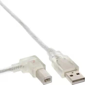 Microconnect USBAB5ANGLED-L USB 2.0 kabelis 5 m, USB A (kairėje pusėje lenktas) – USB B, baltas