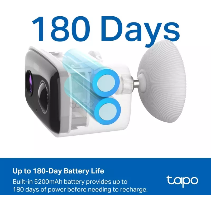 Belaidė lauko stebėjimo kamera su baterija TP-LINK Tapo C400 — 1080p, naktinis matymas, dvipusis garsas, judesio detekcija, IP65