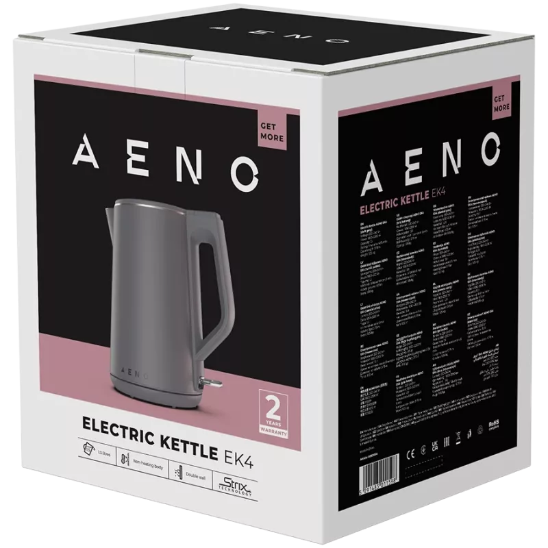 AENO EK4 elektrinis virdulys: 1850-2200W, 1,5L, dvigubos sienelės, Strix termostatas