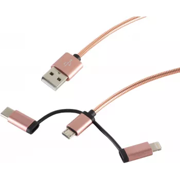 USB kabelis S/CONN 14-50074 USB 2.0 1 m USB A – Micro-USB B rožinis auksas