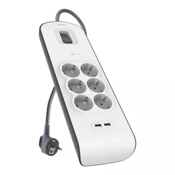Maitinimo juosta Belkin BSV604VF2M-V2 — 6 lizdai, 2× USB-A, 2 m laidas