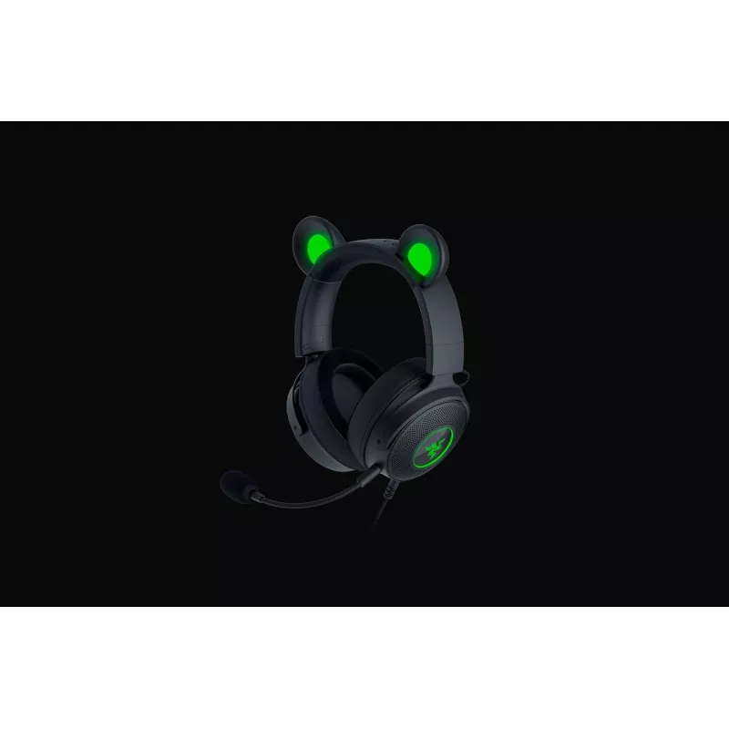 Razer Kraken V2 Pro Kitty Edition, laidinis, uždedamas ant galvos, juodas, žaidimų ausinių rinkinys