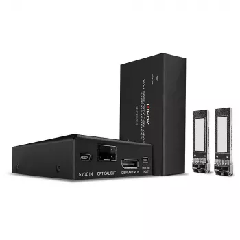 Lindy 300 m skaidulinis optinis DisplayPort 1.2 ir USB KVM plėtiklis, siųstuvas ir imtuvas