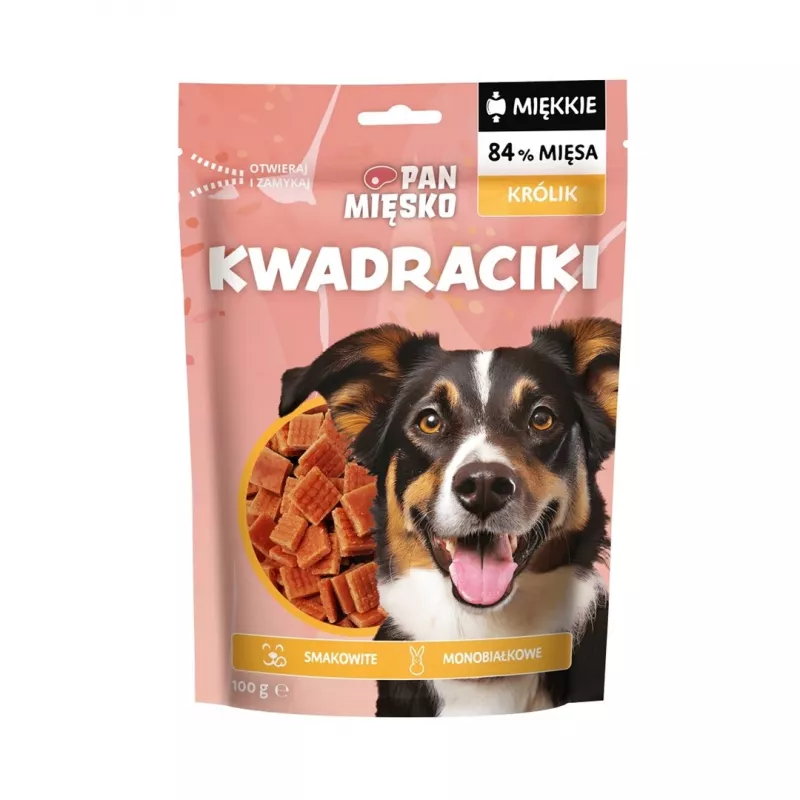 Šunų skanėstas Pan Mięsko Soft Rabbit Squares 100 g