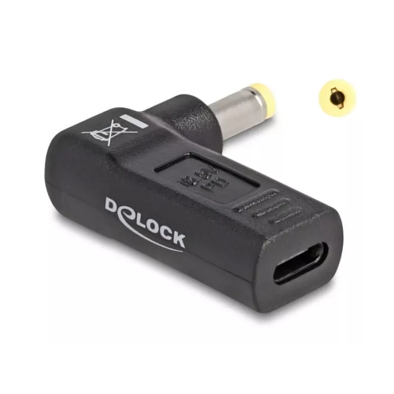 DeLOCK adapteris USB Type-C moteriškas į HP 4,8 x 1,7 mm vyriškas 90° kampu