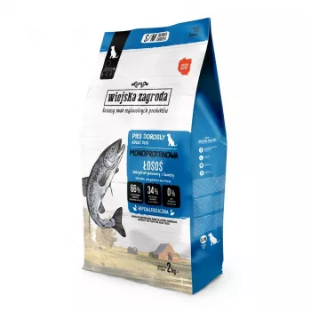 Sausas šunų ėdalas wiejskazagroda Monoprotein Salmon 2 kg – vienos rūšies baltymai, be grūdų, 35% baltymų