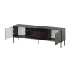 Cama Meble Spintelė TV su židiniu TRESSE 180x40x54,5 cm – matinė žalia, medžio drožlių plokštė