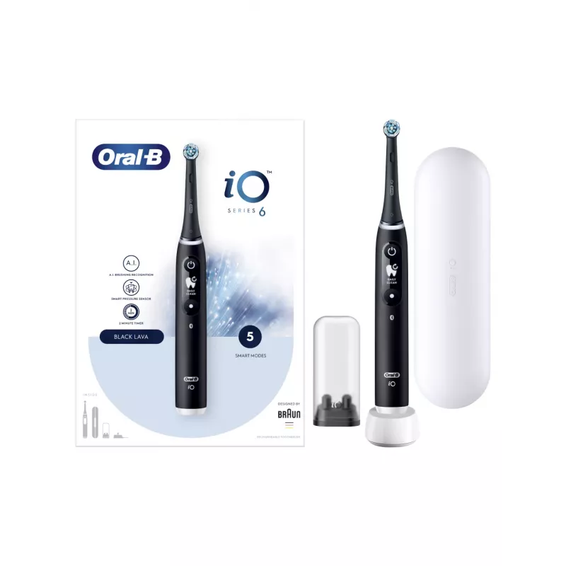 Oral-B IO6 elektrinis dantų šepetėlis su dėklu Black Onyx