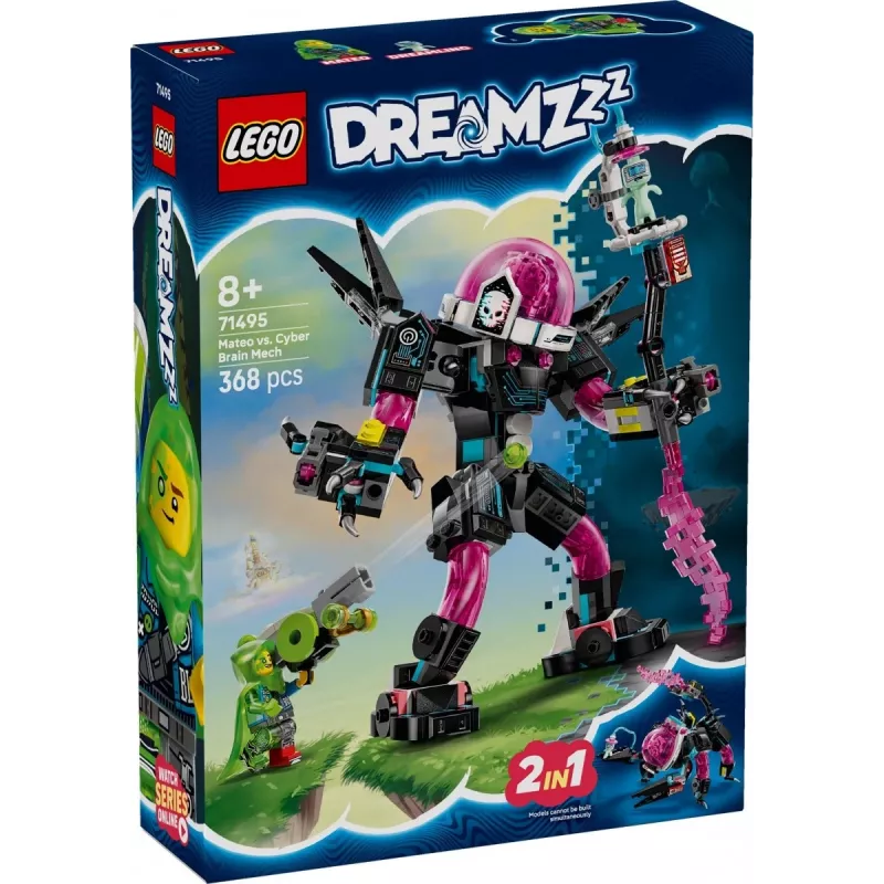 LEGO 71495 Mateo vs. Cyberbrain Mech – statybinis žaislas su minifigūrėlėmis ir pastatomu mech