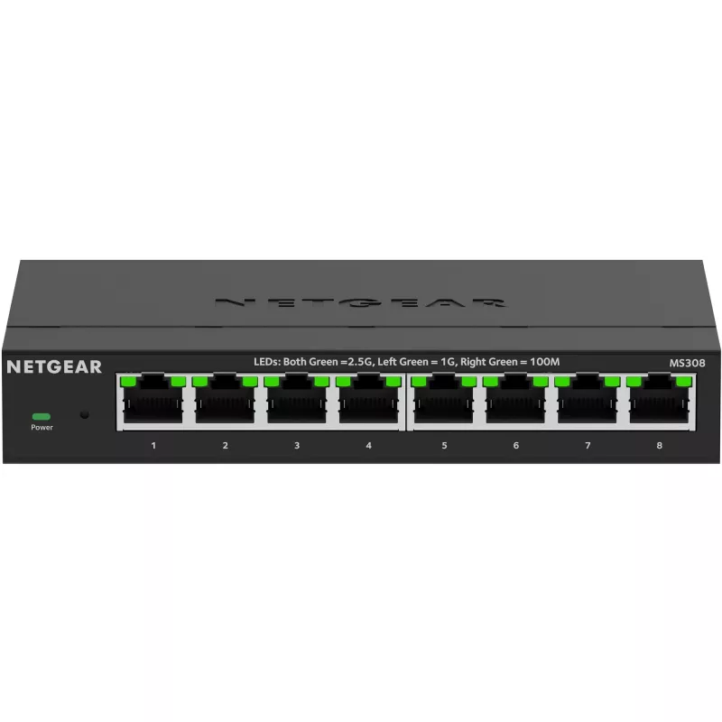 NETGEAR MS308 nevaldomas 2,5G Ethernet komutatorius, 8 prievadai (100/1000/2500) juodas