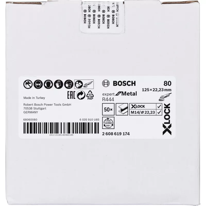 Bosch 2 608 619 174 šlifavimo diskas metalui, 125 mm, K80, M14, 50 vnt.