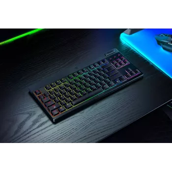 Razer BlackWidow V4 Low-Profile Tenkeyless HyperSpeed klaviatūra, žaidimų, USB RF Bluetooth, QWERTY US International, juoda