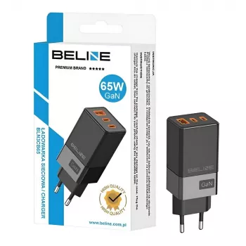 Beline BELI02750 65W GaN sieninis įkroviklis su 2×USB-C ir 1×USB-A