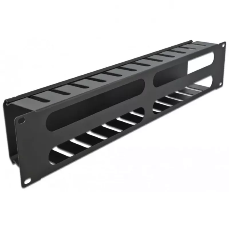 DeLOCK - Kabelių vedimo plokštė spintai - Juoda - 2U - 48,3 cm (19) (66553)