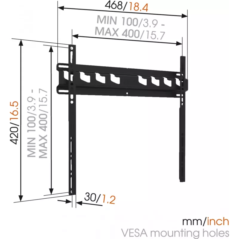 Vogels MA3000-A fiksuotas sieninis laikiklis televizoriui 32-55 col. 60 kg juodas