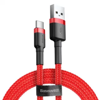 USB 2.0 A – USB-C laidas Baseus CATKLF-B09 1 m QC3.0 nailoninis pintas raudonas, greitas įkrovimas ir duomenų sinchronizavimas