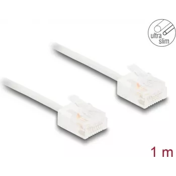 Tinklo kabelis DeLOCK RJ45 Cat.6 UTP Ultra Slim 1m Baltas
