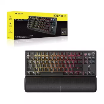 Mechaninė klaviatūra CORSAIR K70 PRO TKL — RGB apšvietimas, kompaktiškas išdėstymas