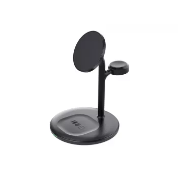 Green Cell MSST-GC-3IN1-B belaidė įkrovimo stotelė 3 viename – išmanusis telefonas, ausinės, laikrodis, juoda, belaidis įkrovimas, automatinis