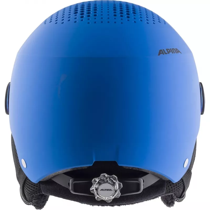 Šalmas vaikiškas ALPINA ZUPO VISOR Q-Lite, kietas lukštas, 54–58 cm, integruotas skydelis, Run System Ergo Snow