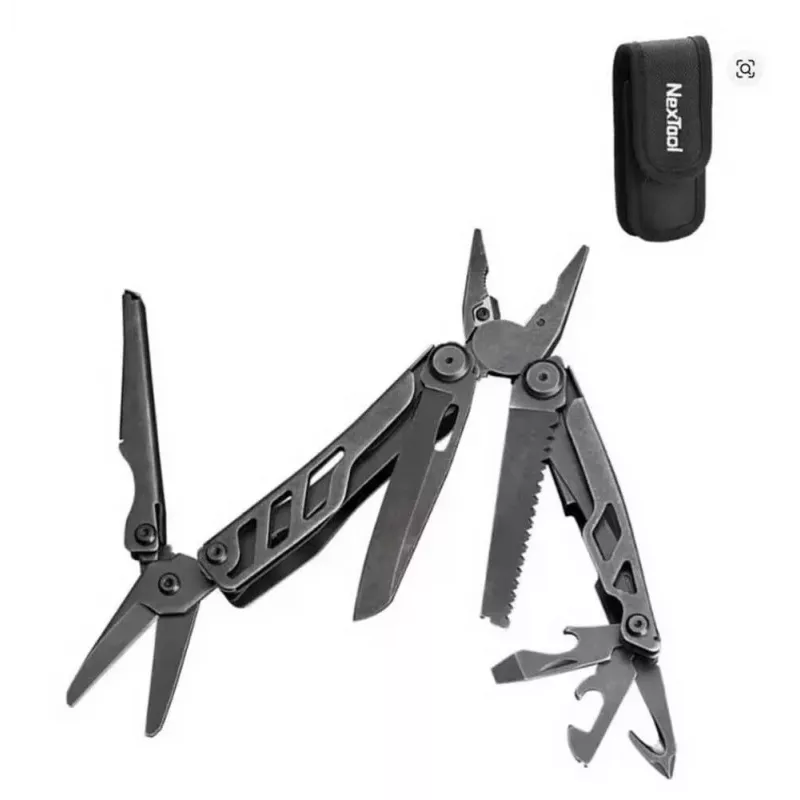 Multitoolas Nextool Mini FLAGSHIP NE20122 — 10-in-1 kompaktiškas nerūdijančio plieno daugiafunkcis įrankis, juodas, 67×27×17 mm, 83 g