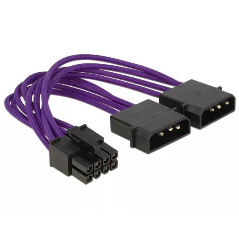 DeLOCK - Netzteil - interne Stromversorgung, 4-polig (M) - 8-poliges Stromkabel (EPS12V) (W) - 15cm - Violett (83703)