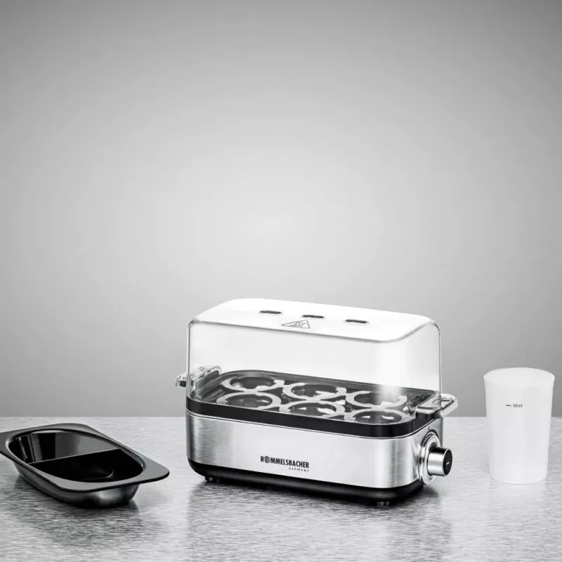 Kiaušinių virimo aparatas Rommelsbacher ER 600 – 6 kiaušinių talpa, 400 W, nerūdijantis plienas, permatomas dangtis