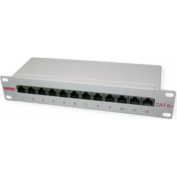 ROTRONIC-SECOMP Roline - Skirstomasis skydelis - CAT 6a - RJ-45 x 12 - Pilka - 1U - 25,4 cm (10)