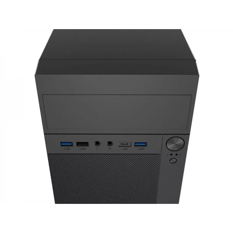 Korpusas NATEC Helix Mini Tower juodas – Micro-ATX/Mini-ITX, 3x3,5 col. + 5x2,5 col., 33 cm GPU, USB-C/USB-A